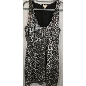 Sequin Animal Print Gray Silver RODARTE DRESS Low Sexy Scoop Neck Shimmer Flowy